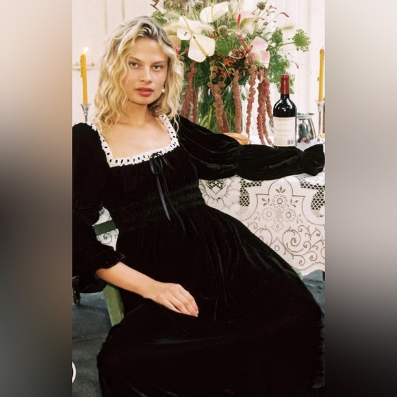 Christy Dawn Adelia Dress in Black Velvet Noir NWOT
